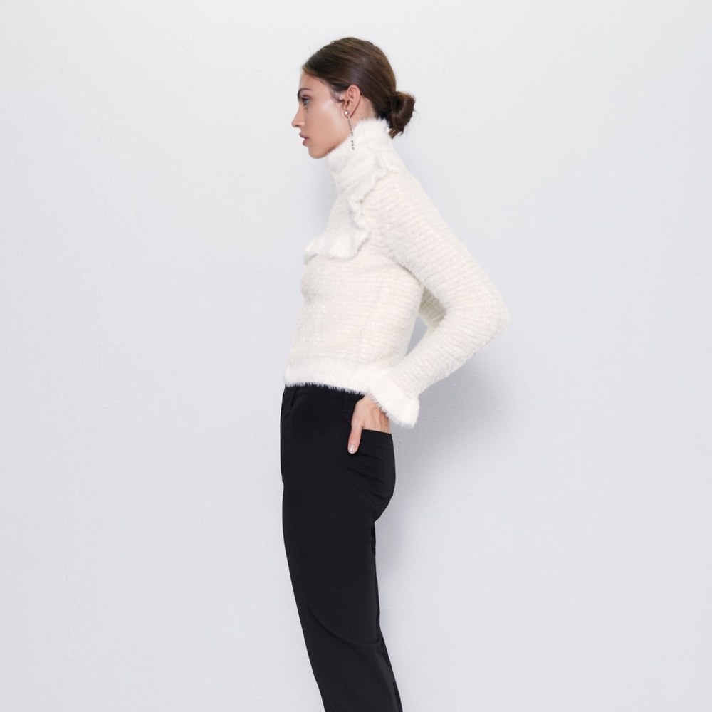 ZARA Faux Fur Sweater With Metallic Thread - Picture 5 of 8